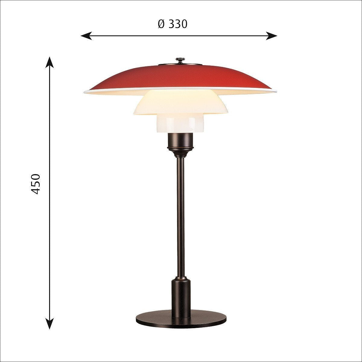 Louis Poulsen Ph 3 1/2 2 1/2 Table Lamp, Red