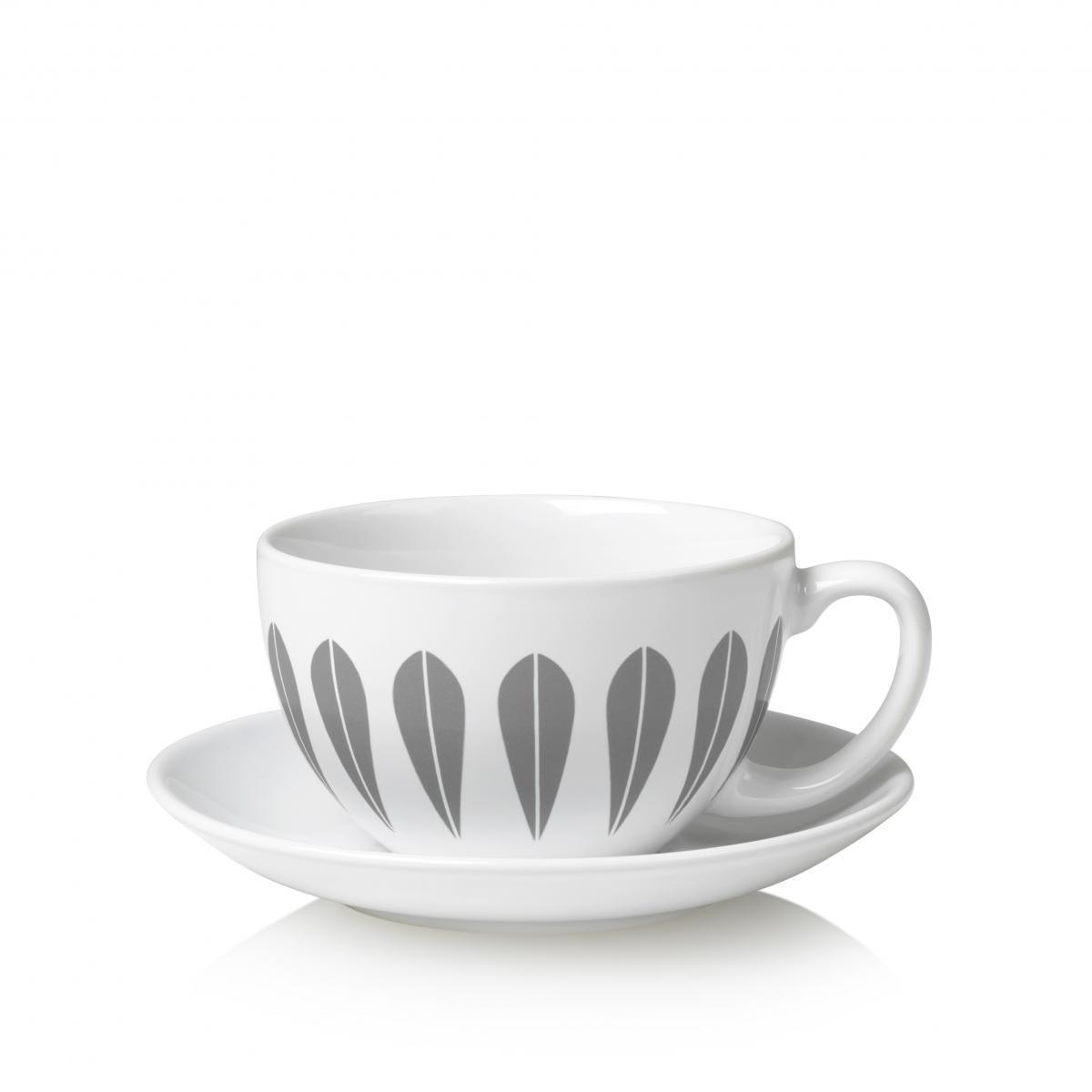 Lucie Kaas Arne Clausen Collection Cups W. Saucer Grey, 10 cm