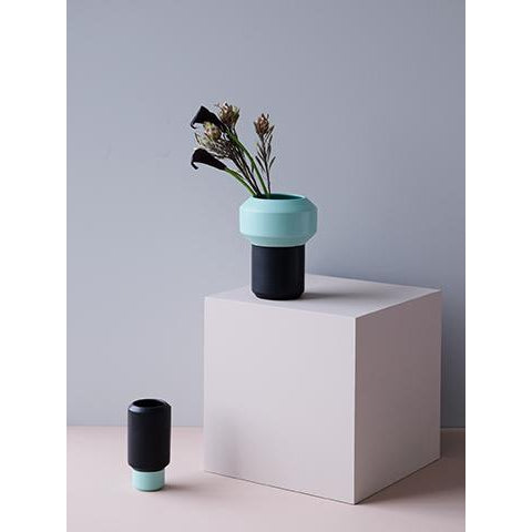 Lucie Kaas Fumario Vase Mint/Black, 20,5cm
