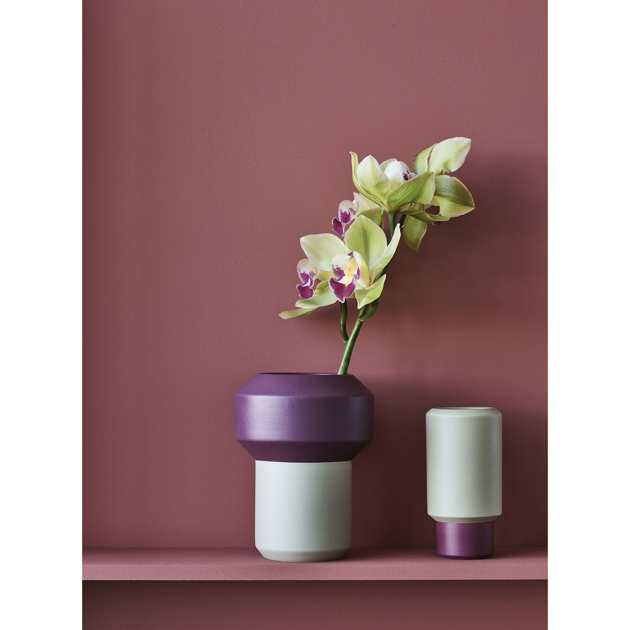 Lucie Kaas Fumario Vase Purple/Pistasch, 20,5 cm