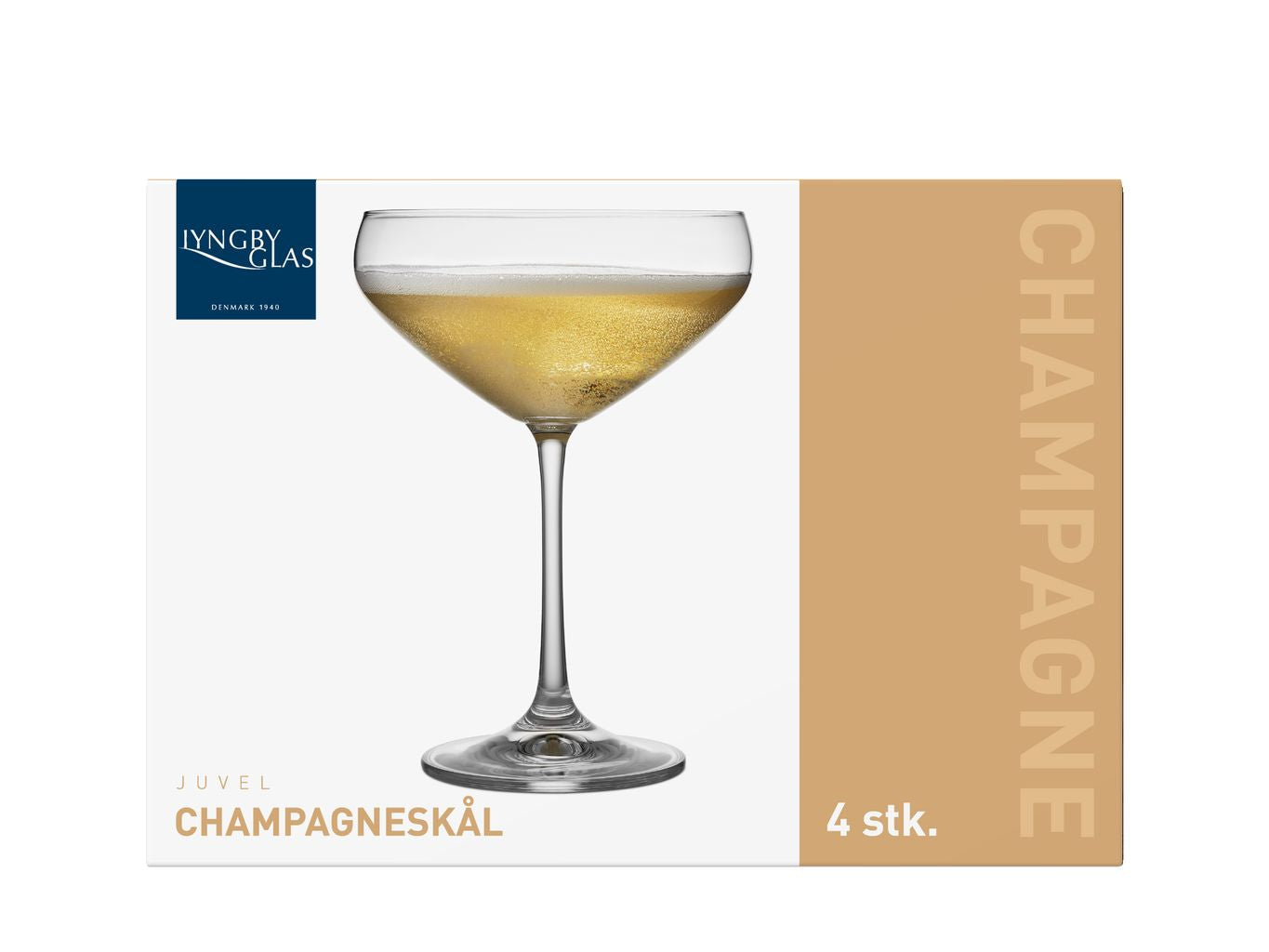Lyngby Glas Juvel Champagne Bowl 34 Cl，4台。