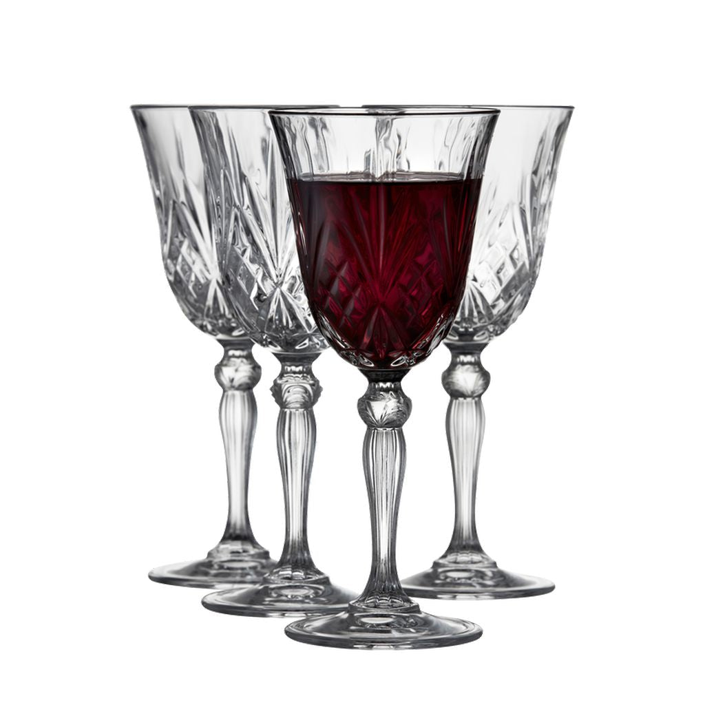 Lyngby Glas Melodia Krystal Red Wine Glass 27 Cl，4台。