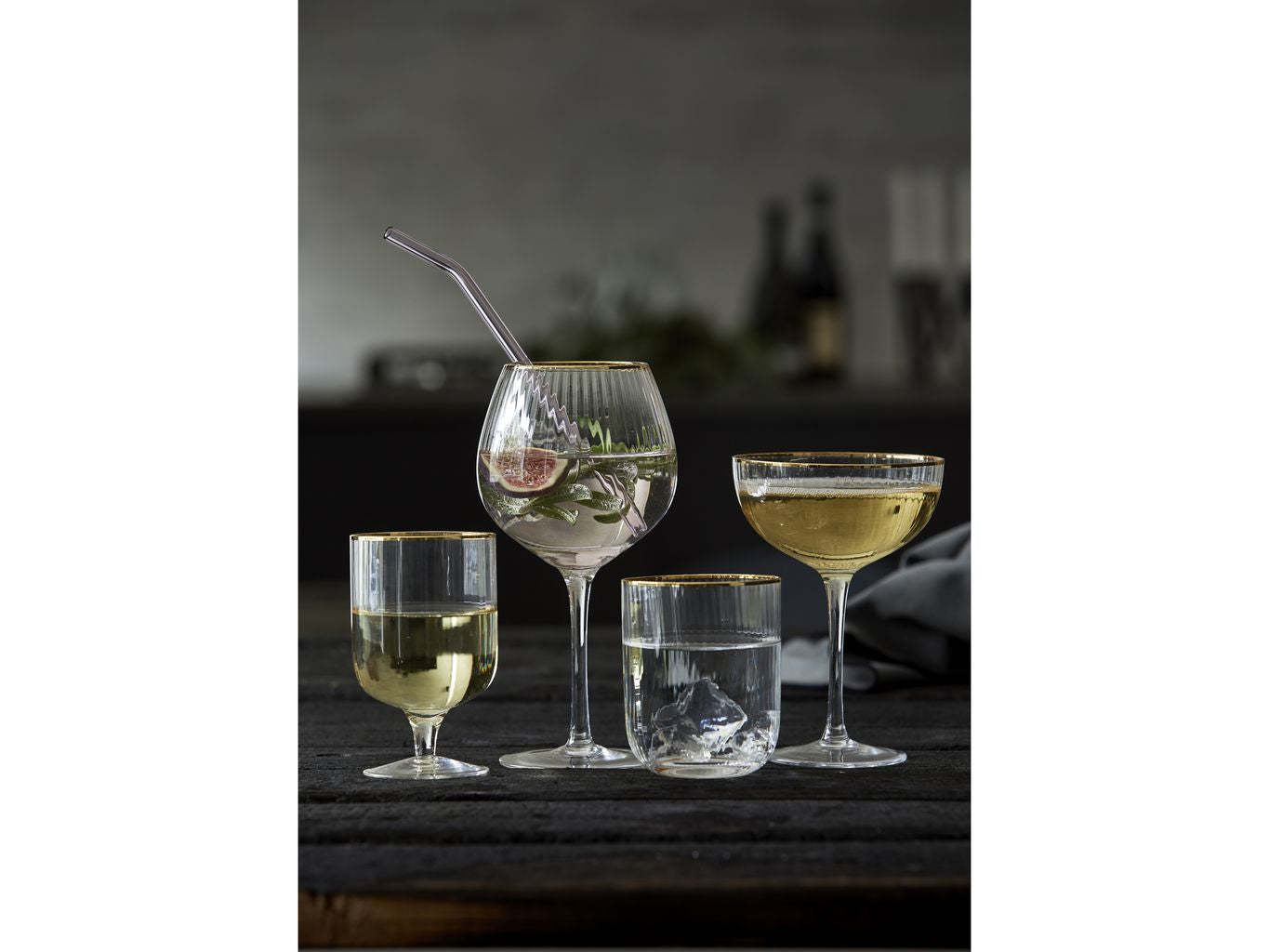Lyngby Glas Palermo Gold Cocktail眼镜31,5 Cl，4台。