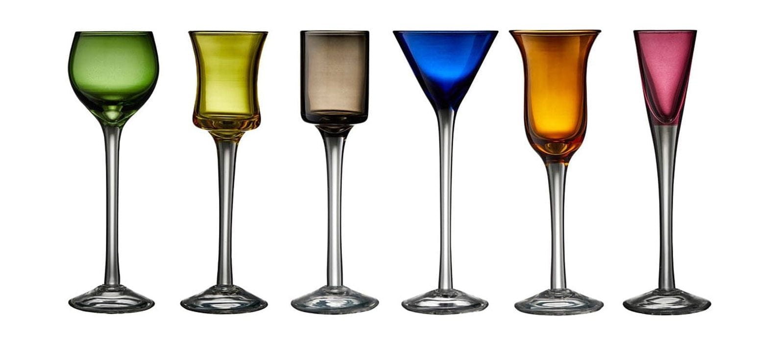 Lyngby Glas Schnapps玻璃各种颜色，6个PC。