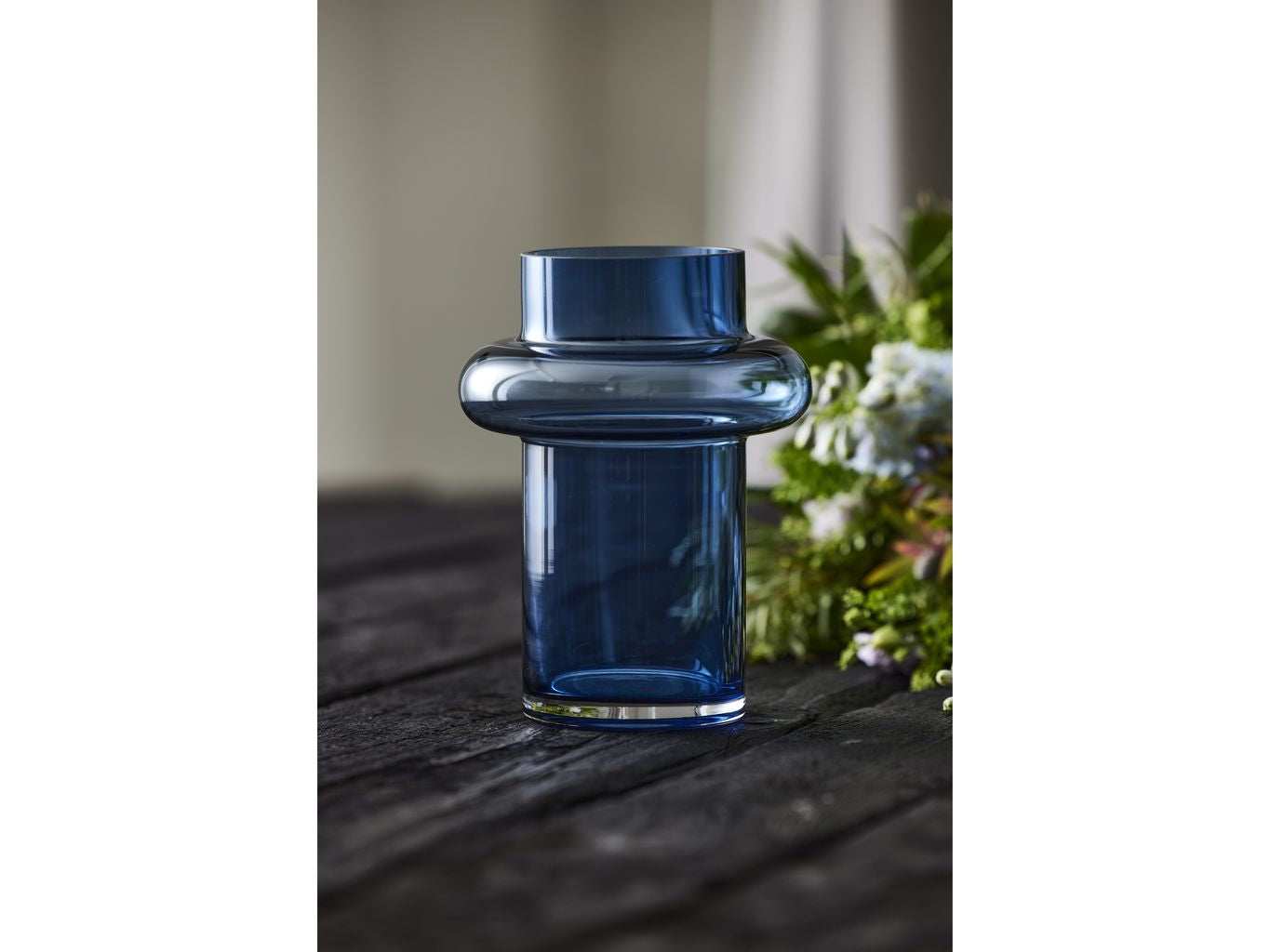 Lyngby Glas Tube Vase H: 20 Cm, Dark Blue