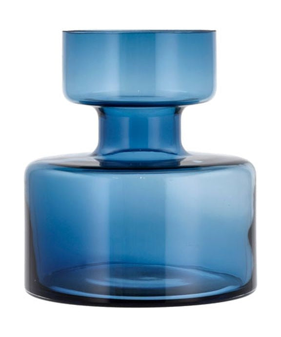 Lyngby Glas Putkimainen maljakko H: 20 cm, sininen