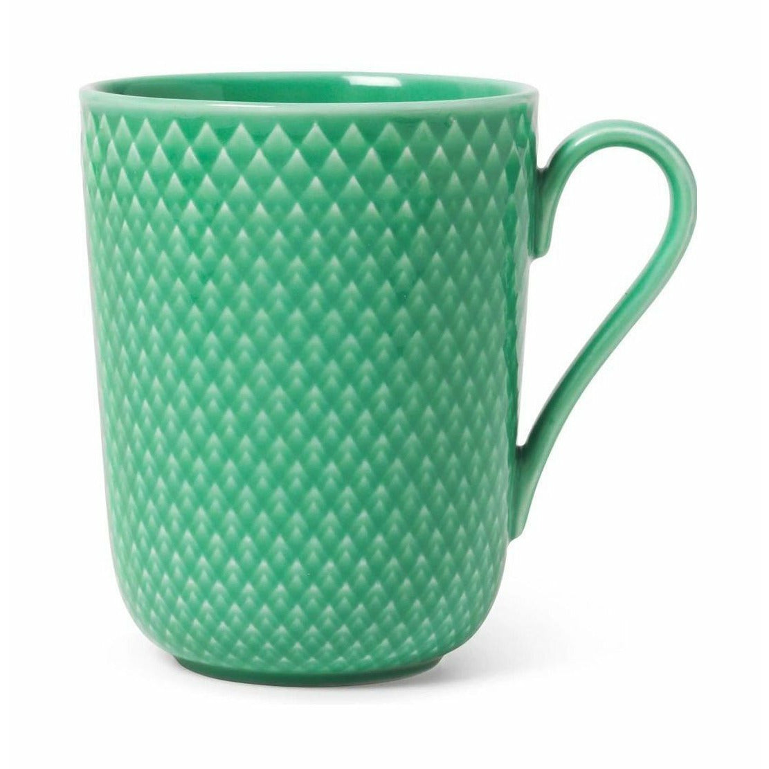 Lyngby Porcelæn Rhombe -farvekrus med håndtag, grøn