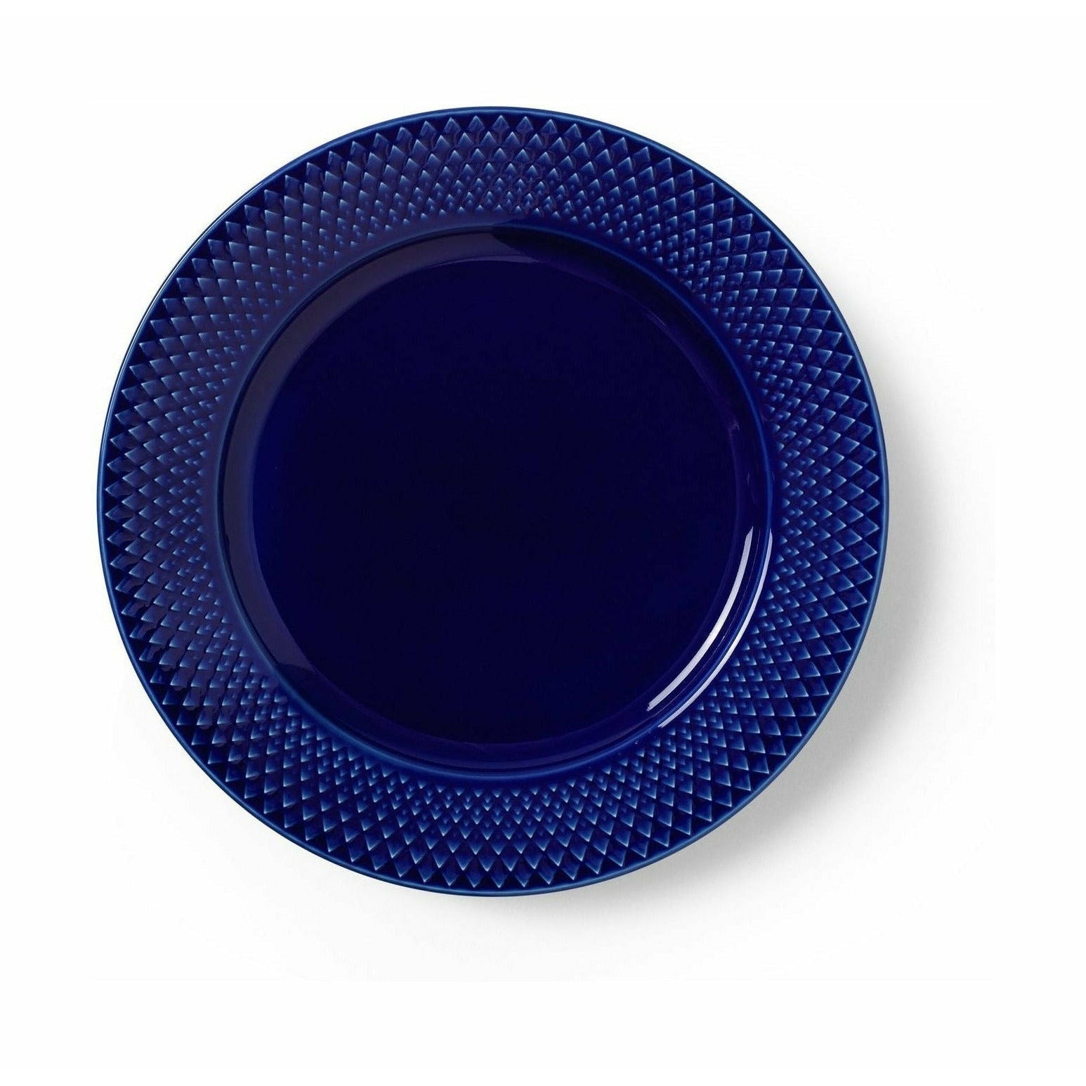 Lyngby Porcelæn Rhombe Color Plate Flat Ø23 cm, azul oscuro