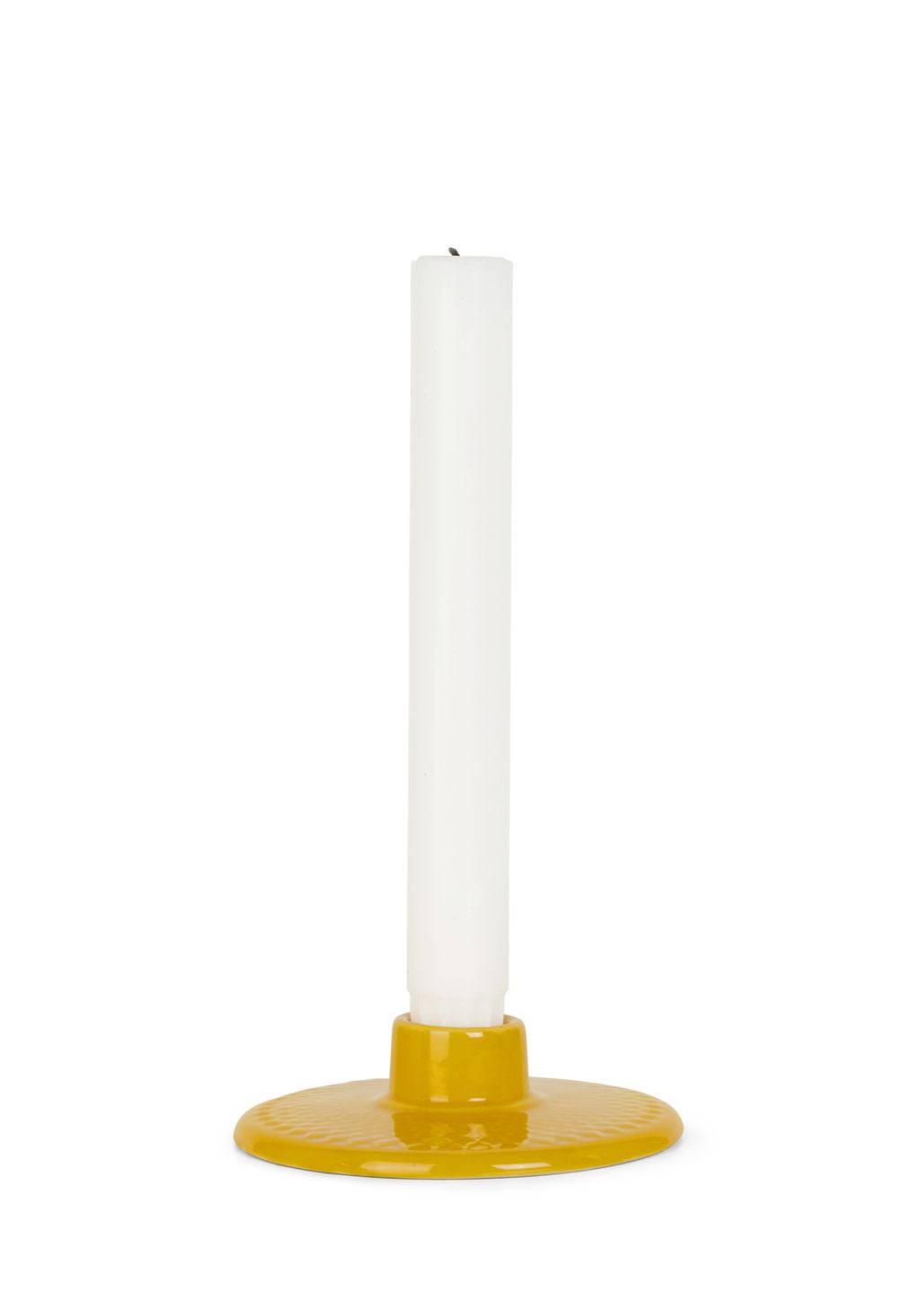 Lyngby Porcelæn Rhombe Color Candlestick H3 cm, gulur