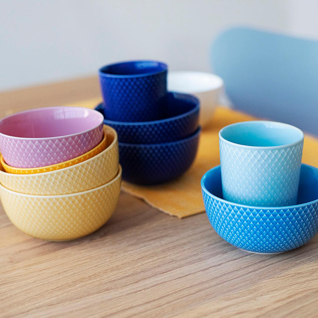 Lyngby Porcelæn Rhombe Color Bowl Ø13, blauw
