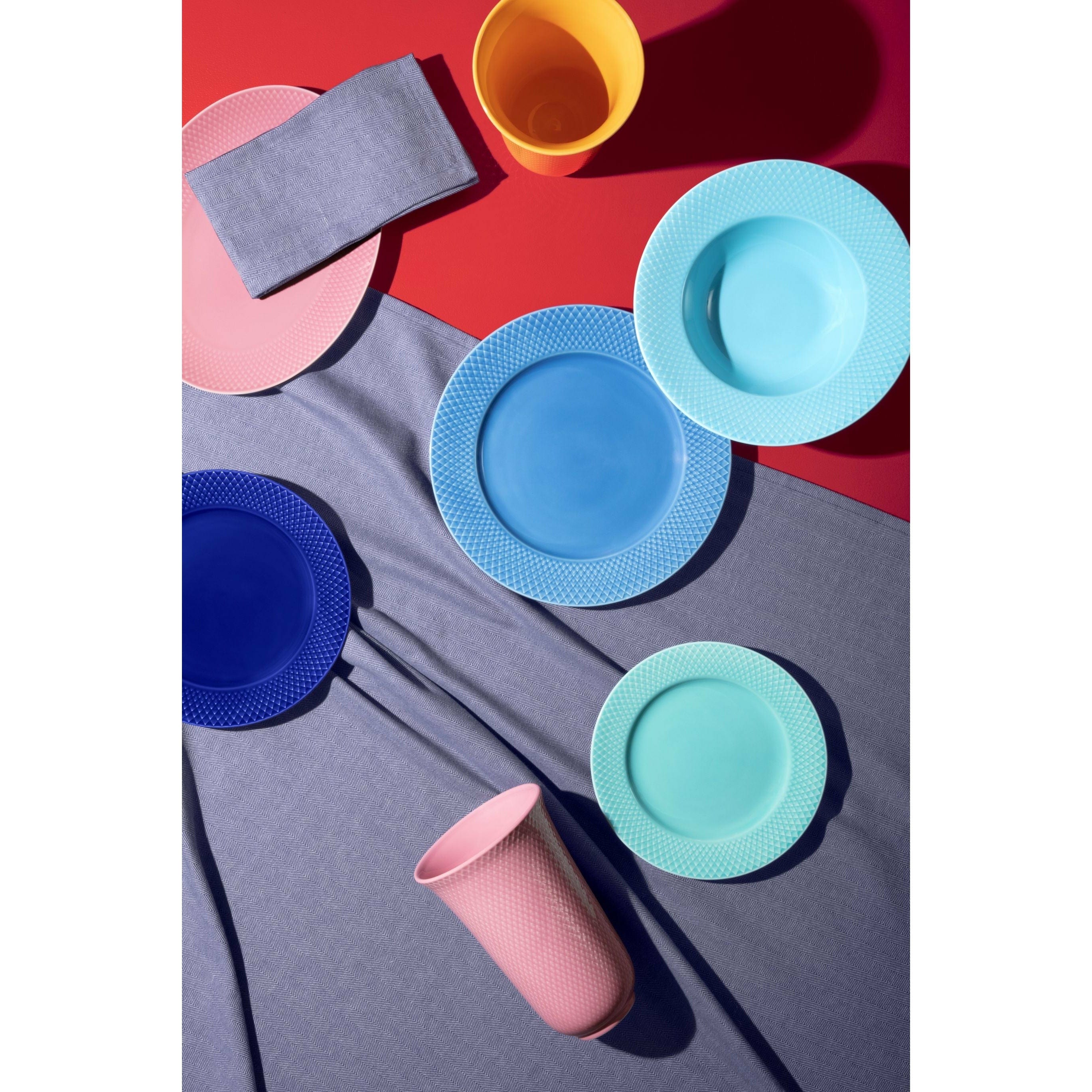 Lyngby Porcelæn Rhombe Color Soup Plate ø24,5 Cm, Turquoise