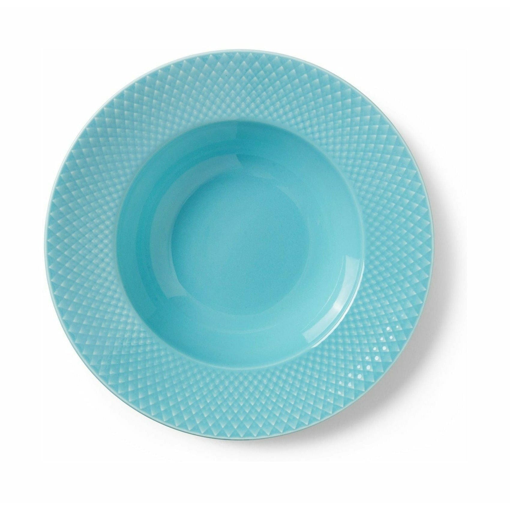 Lyngby Porcelæn Assiette de soupe de couleur rhombe Ø24,5 cm, turquoise