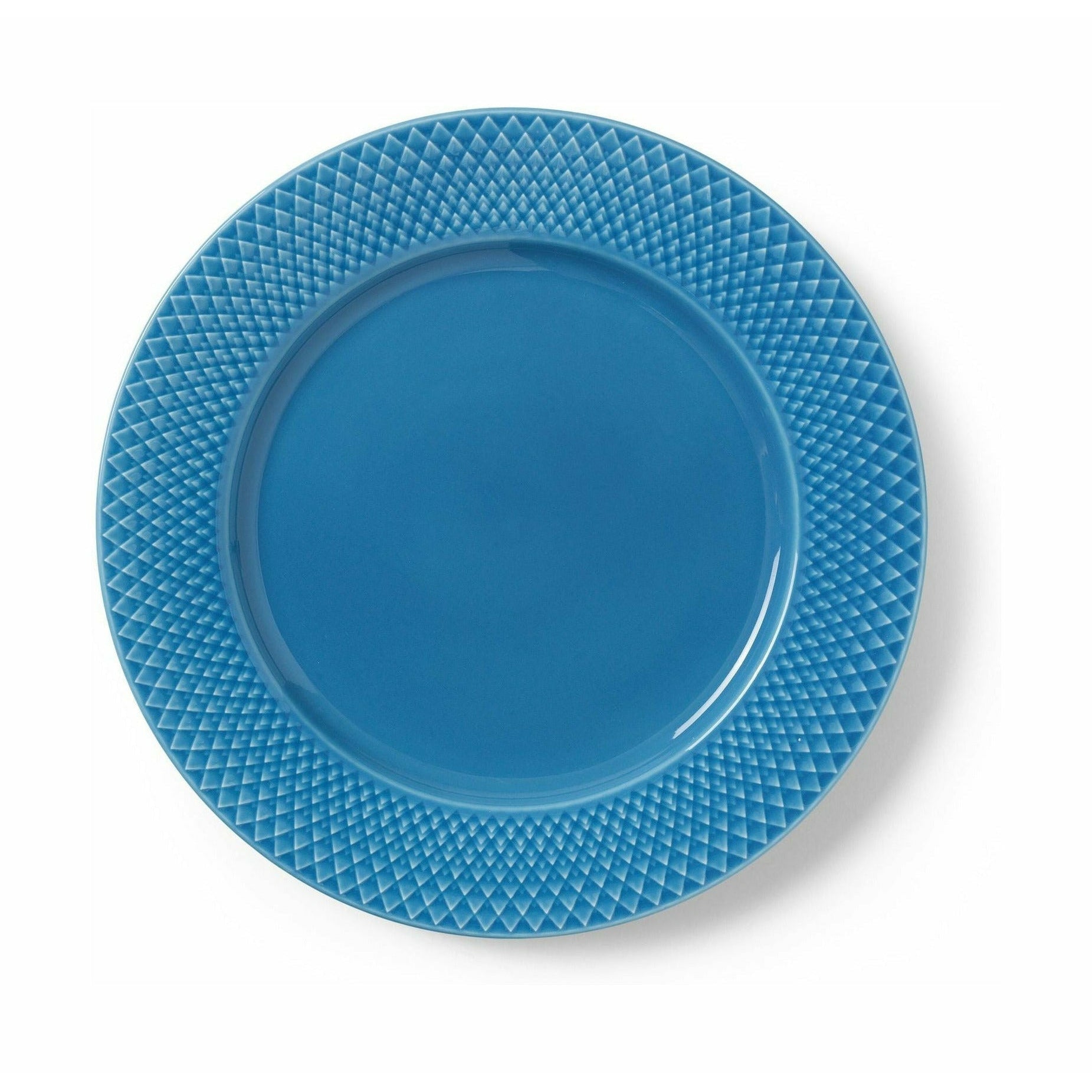 Lyngby Porcelæn Rhombe -värilevy Ø27 cm, sininen