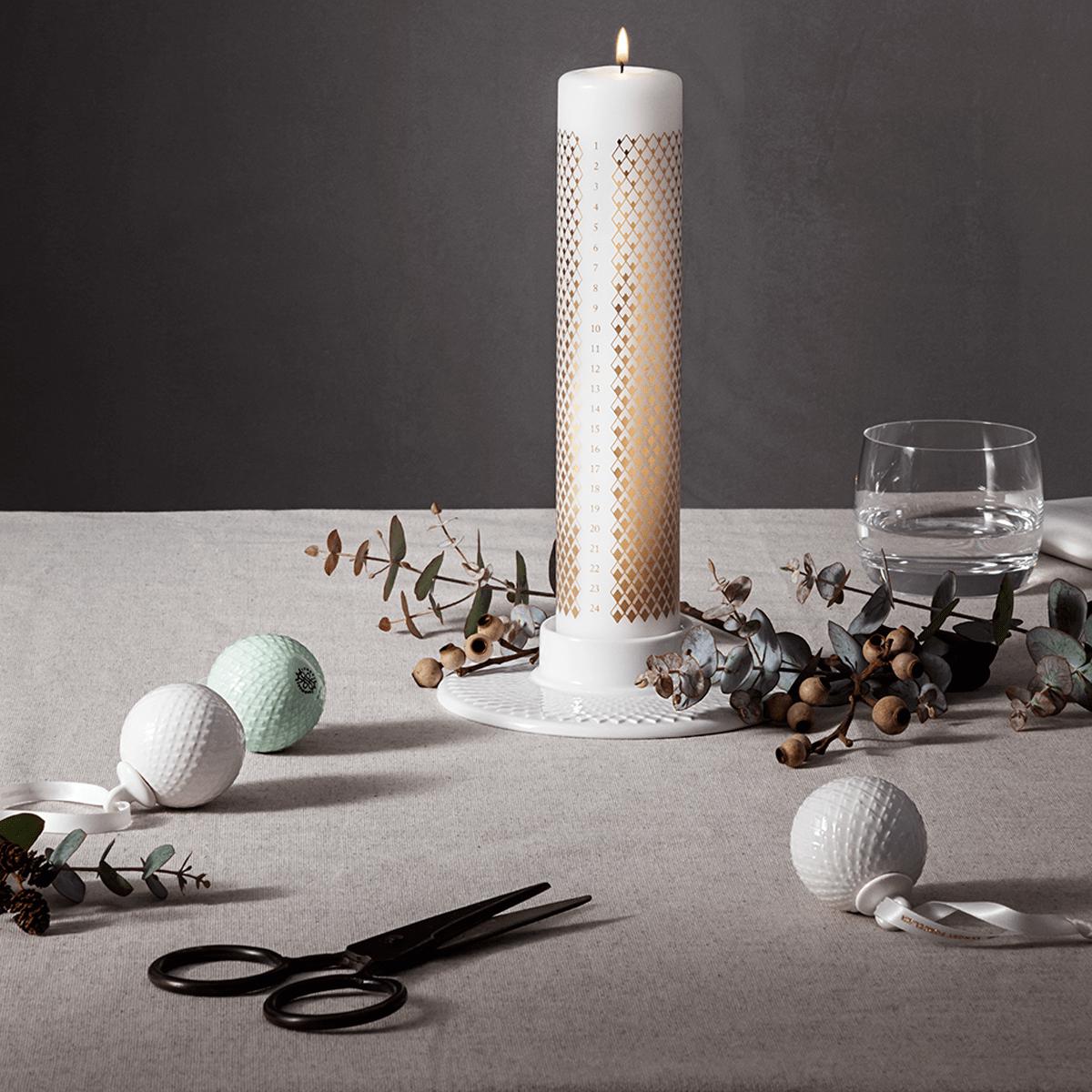 Lyngby Rhombe Block -kynttilä Ø14,5 cm, valkoinen