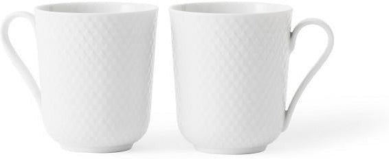Lyngby Rhombe Coffee Cup, White, 2 PC.