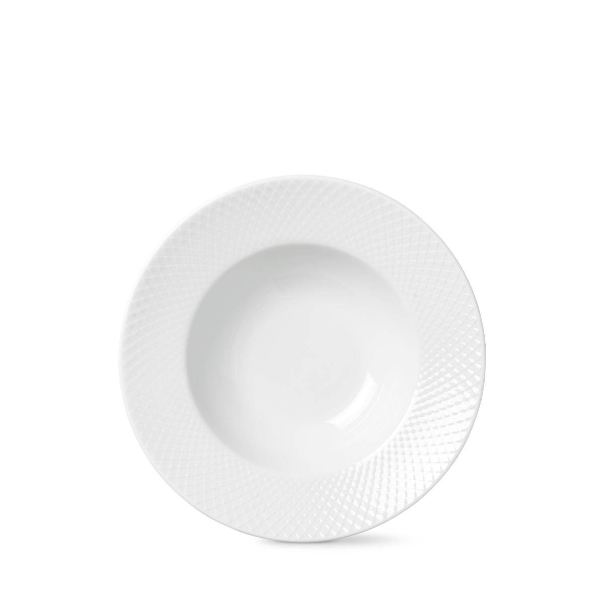 Lyngby Rhombe Pasta -plaat Ø24,5 cm, wit