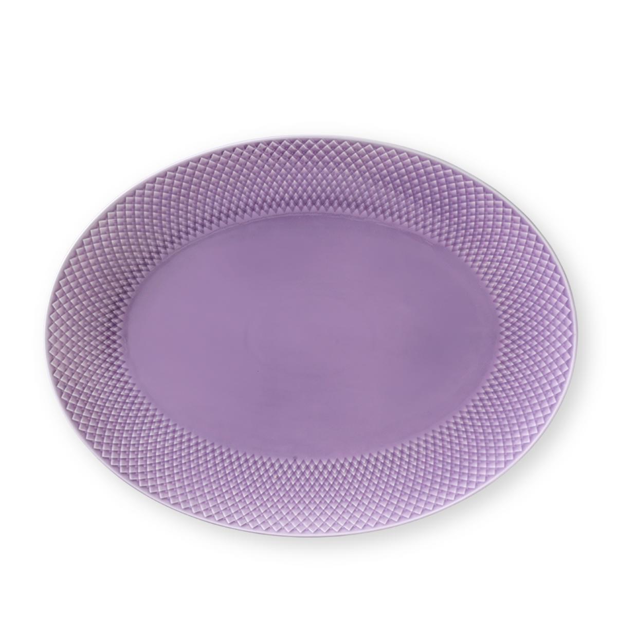 Lyngby Rhombe Serving Plate Oval Purple, 35cm