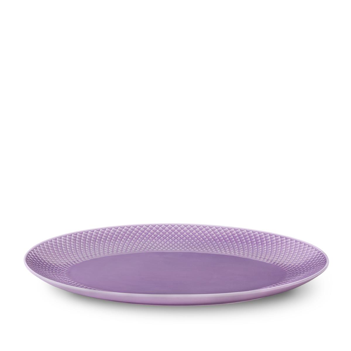 Lyngby Rhombe serveringsplate Oval Purple, 35cm