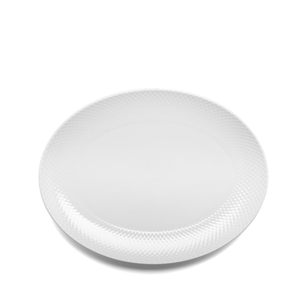 Lyngby Rhombe serveringsplade oval hvid, 35 cm