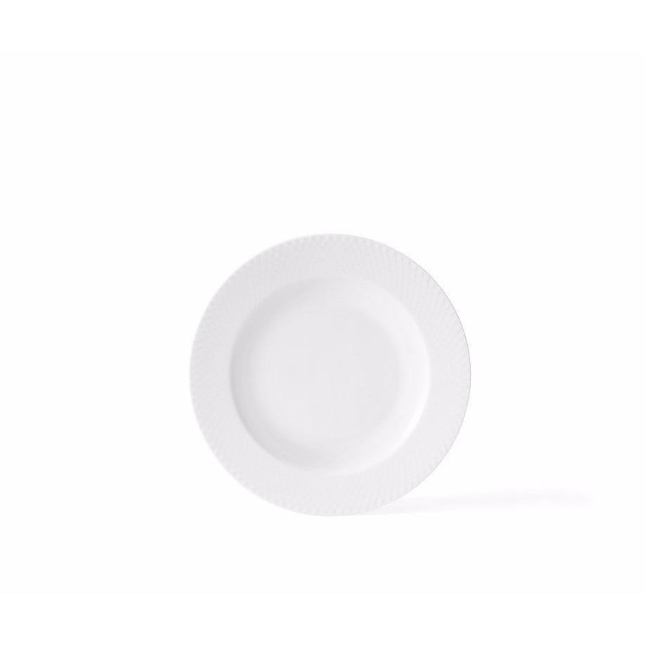 Lyngby rhombe suppeplate hvit, 23cm