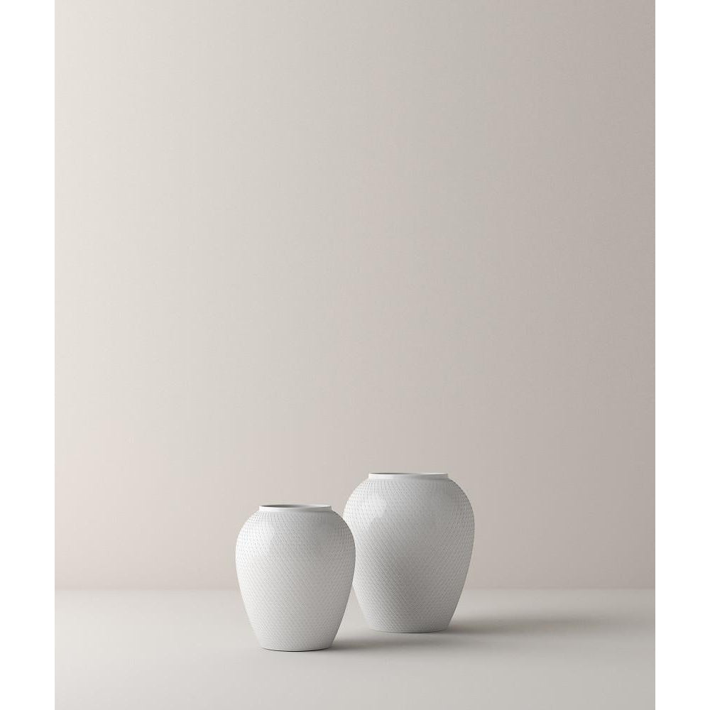 Lyngby Rhombe vase blanc, 17 cm