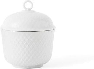 Lyngby Rhombe Sugar Bowl bianco, 8,5 cm
