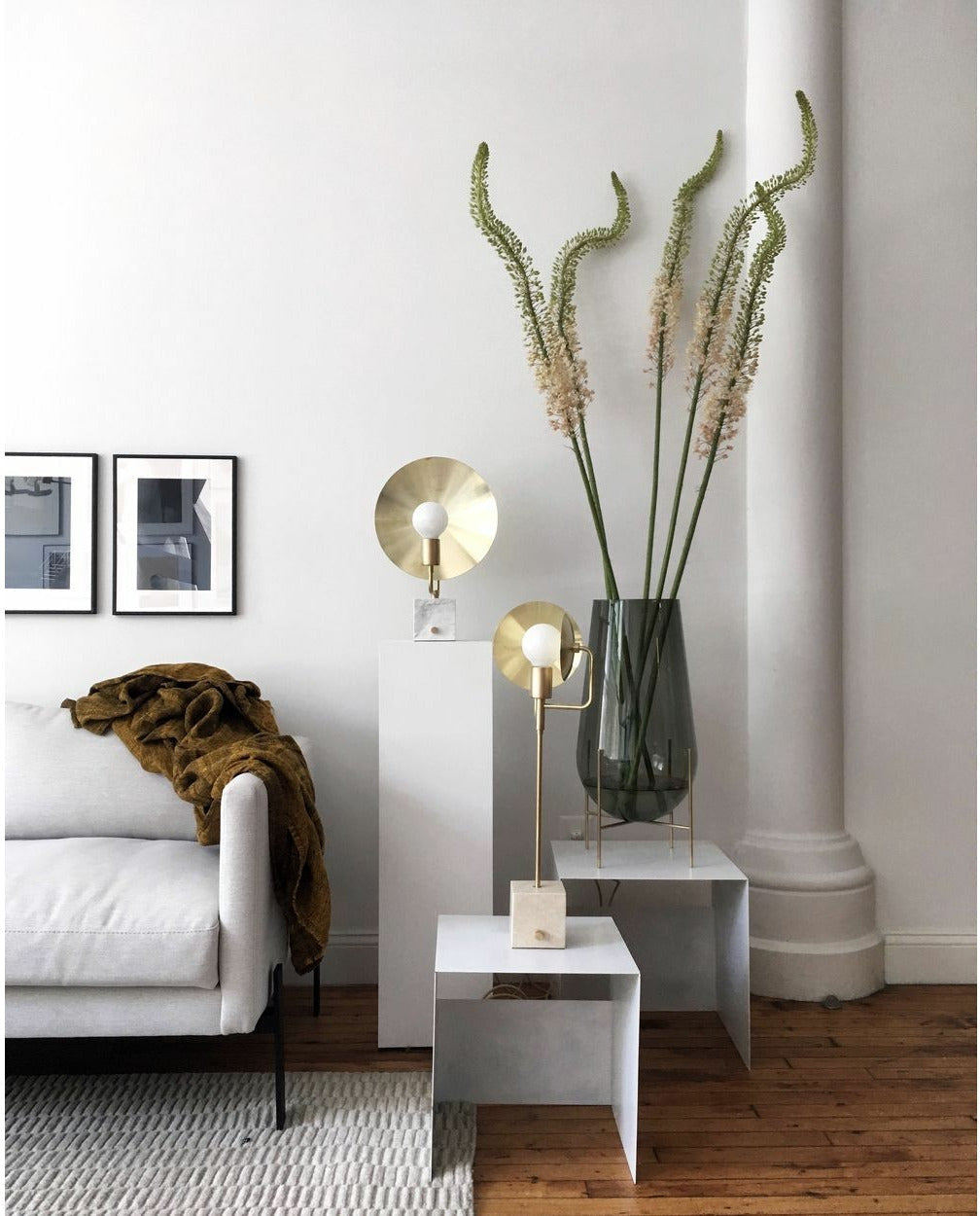 Audo Copenhagen Echasse Vase Large, Green/Brushed Brass