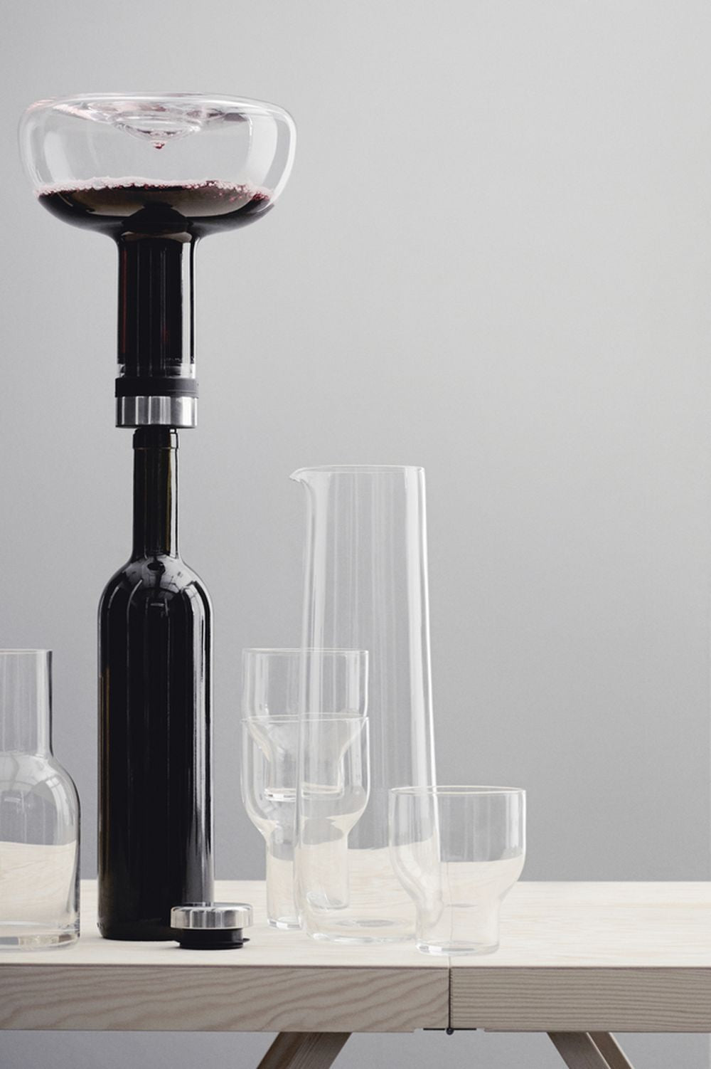 Audo Copenhagen Wine Breather Carafe Deluxe Steel, Clear