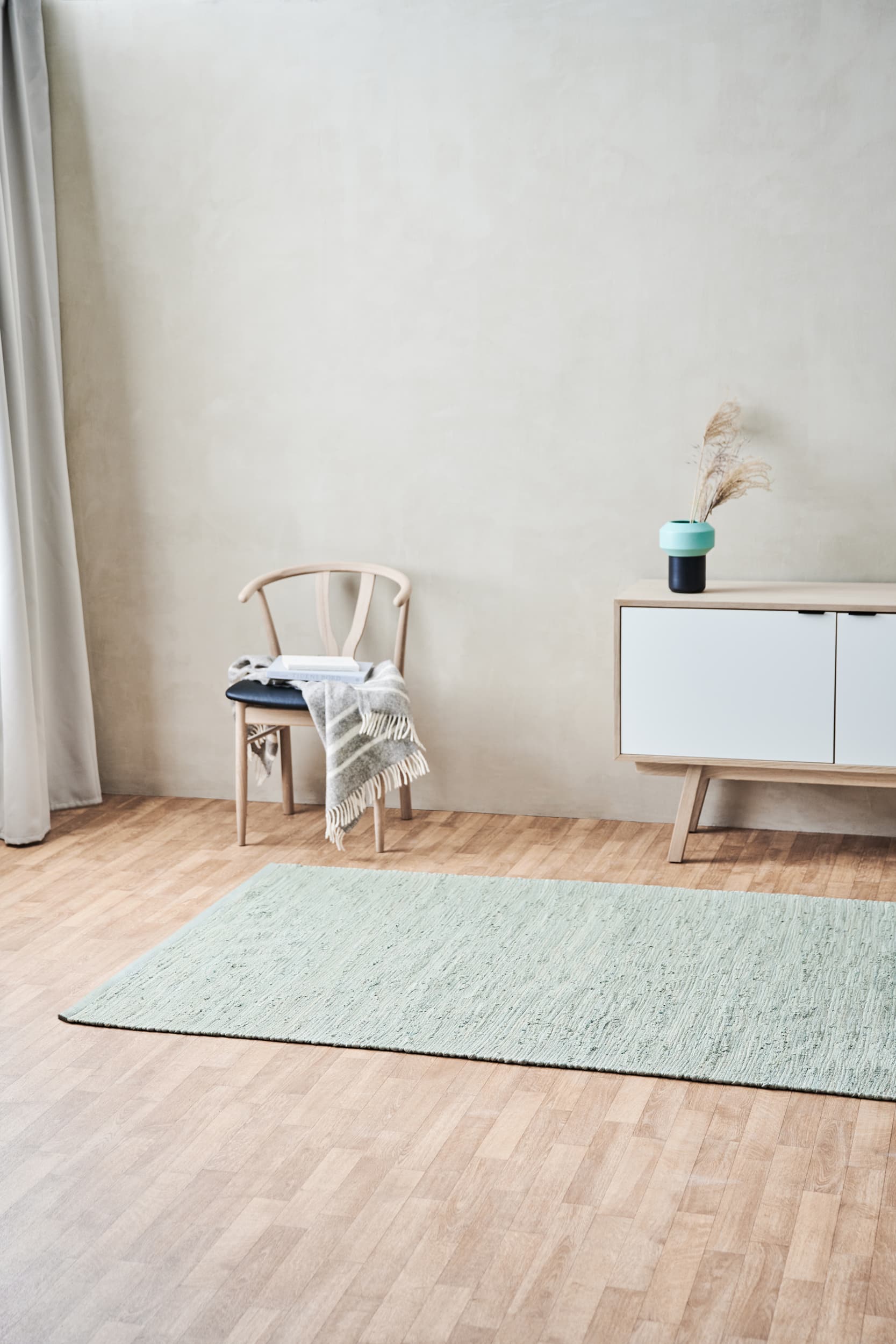 Rug Solid Katoenen tapijt 65 x 135 cm, mint
