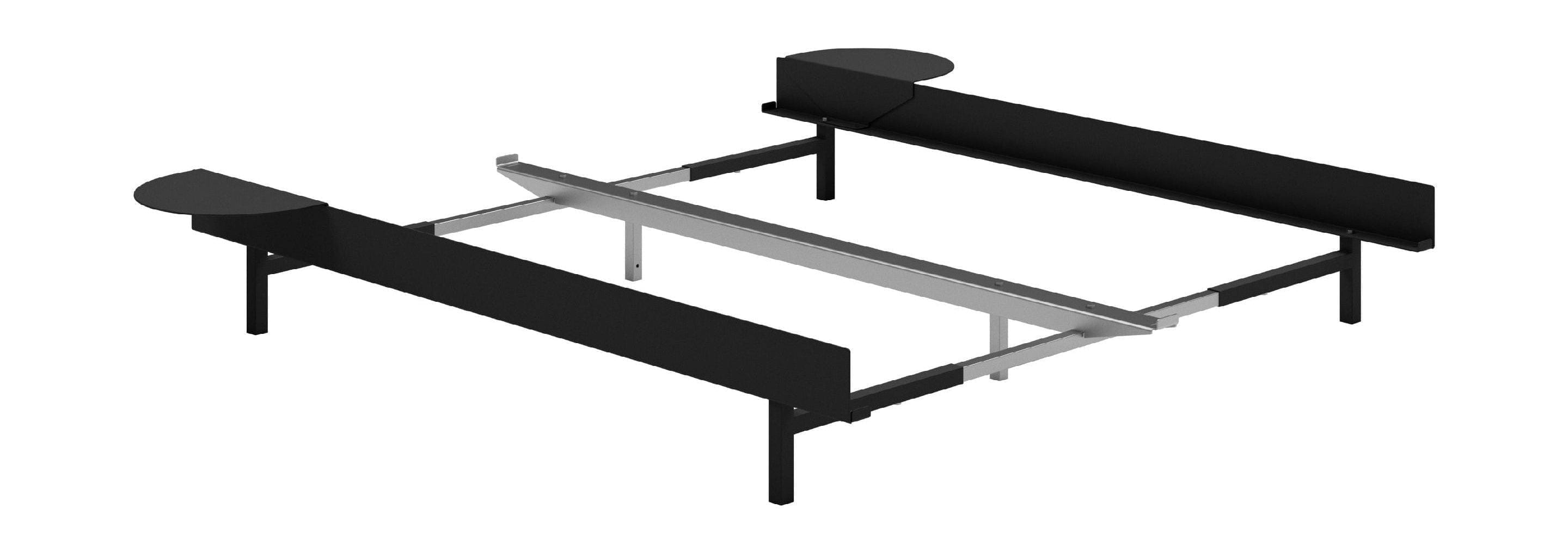 Moebe Lit avec 2 tables de chevet 90 180 cm, noir