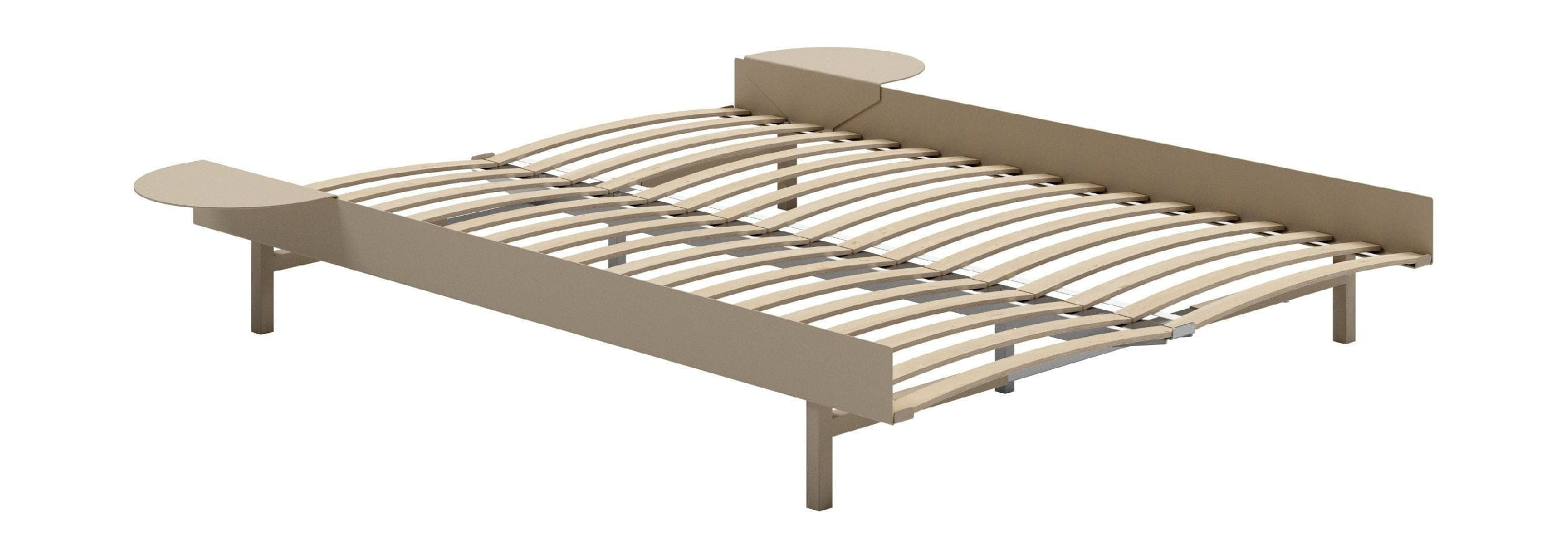 Moebe Bett mit Lamellen und 2 Nachttischen 140 cm, Sand