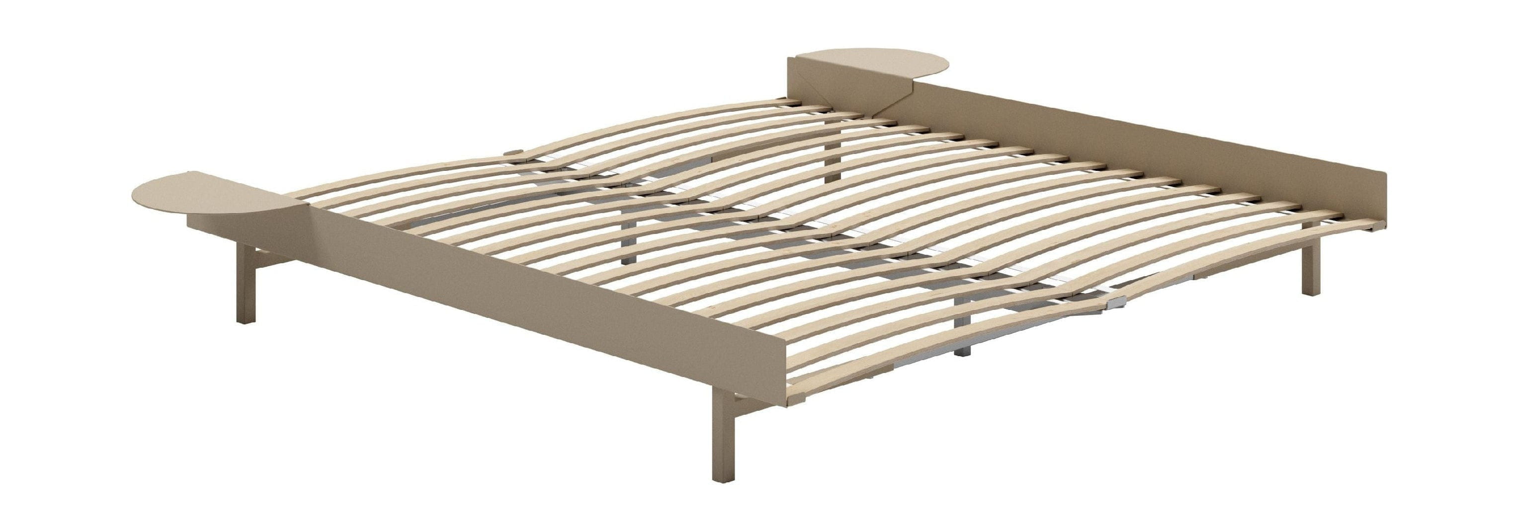Moebe Bett mit Lamellen und 2 Nachttischen 180 cm, Sand