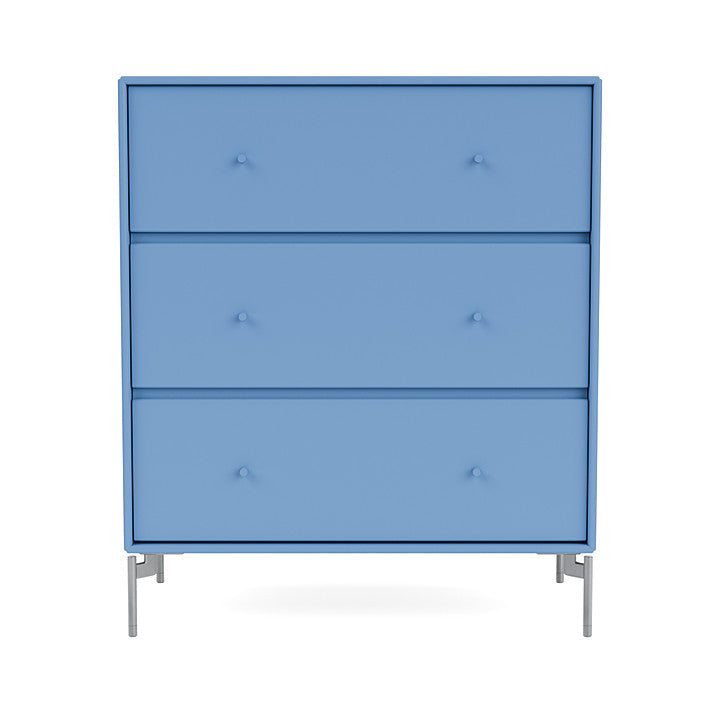 Montana Carry Dresser With Legs, Azure Blue/Matt Chrome