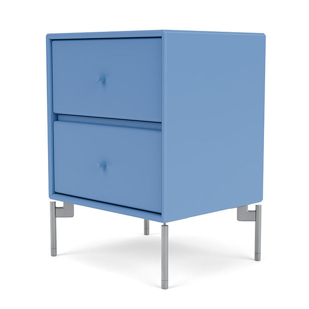 Montana Drift Drawer Module With Legs, Azure Blue/Matt Chrome
