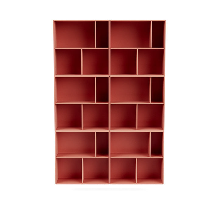 Montana lees de ruime boekenplank met ophangrail, rabarber rood