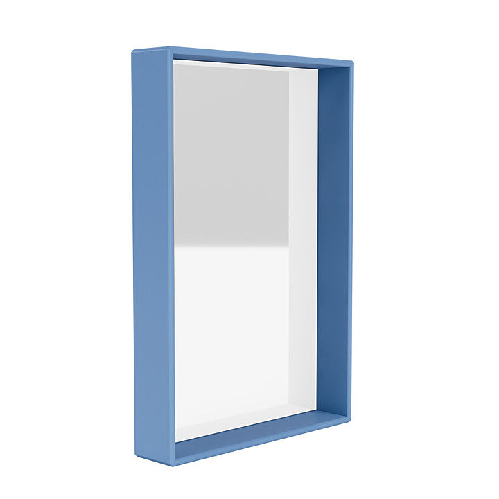 Miroir de shelfie Montana avec cadre d'étagère, bleu azur