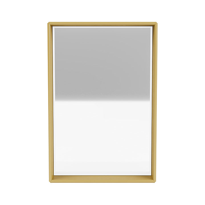 Specchio Shelfie del Montana con cornice di scaffale, giallo cumino