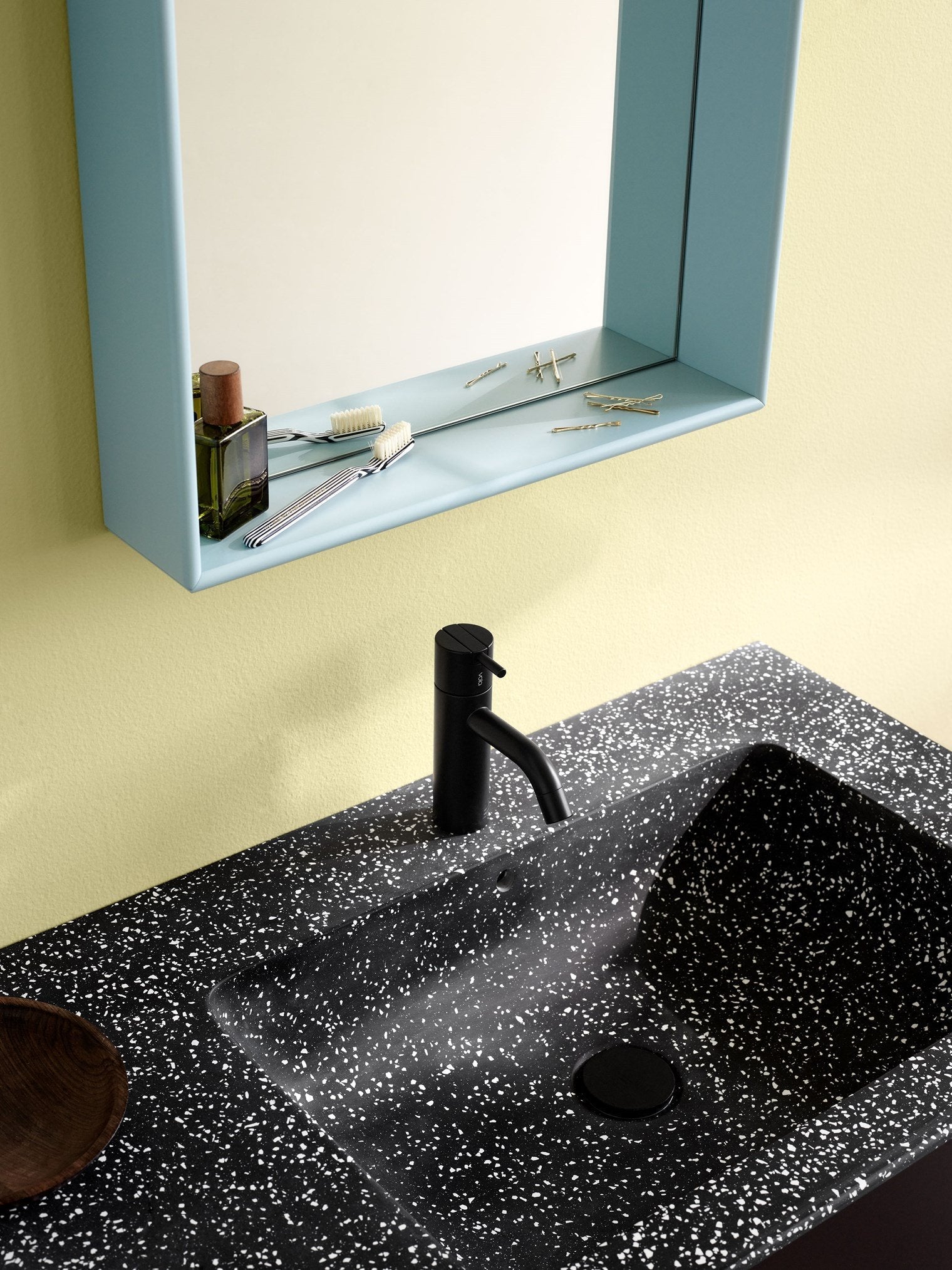 Montana Shelfie Mirror With Shelf Frame, Oyster Grey