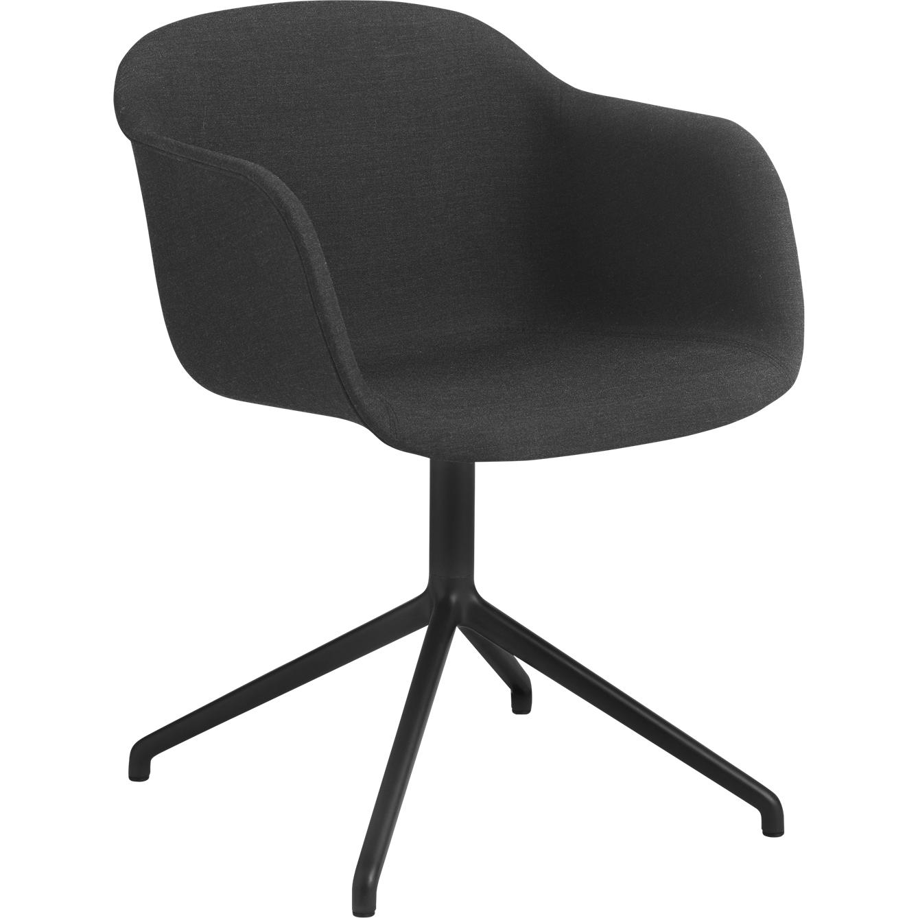 Muuto Base pivotante en fauteuil en fibre, siège en tissu, noir