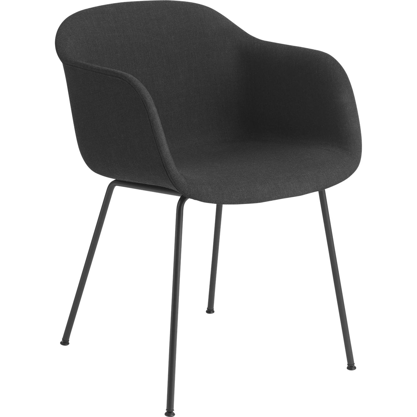 Base de tubo de sillón de fibra muuto, asiento de tela, negro