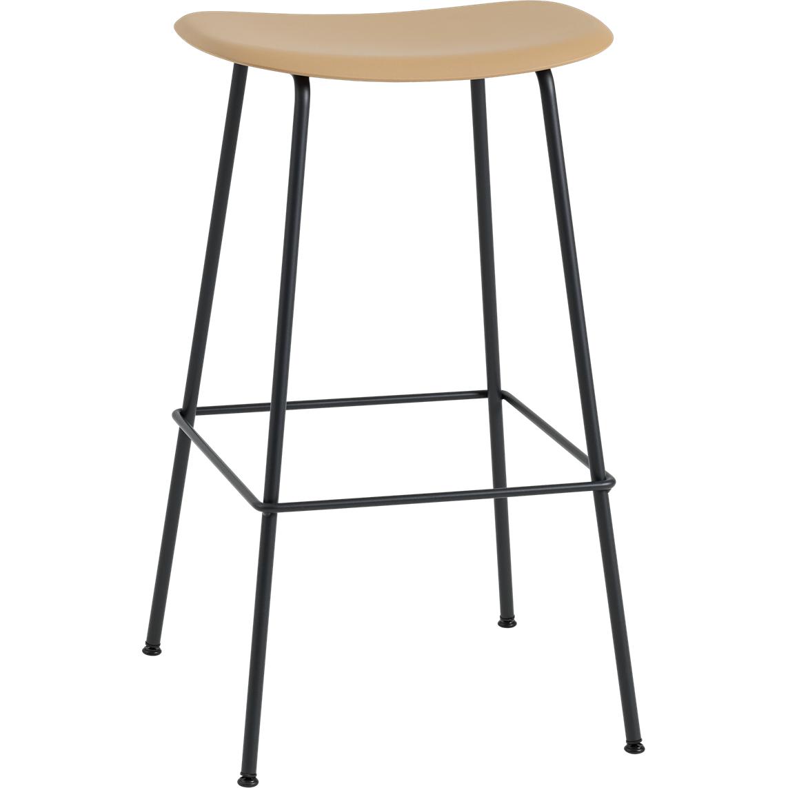 Muuto Fiber Bar Chair Rohrgestell, Sitz Fiber/Leder, Leder Braun Cognac