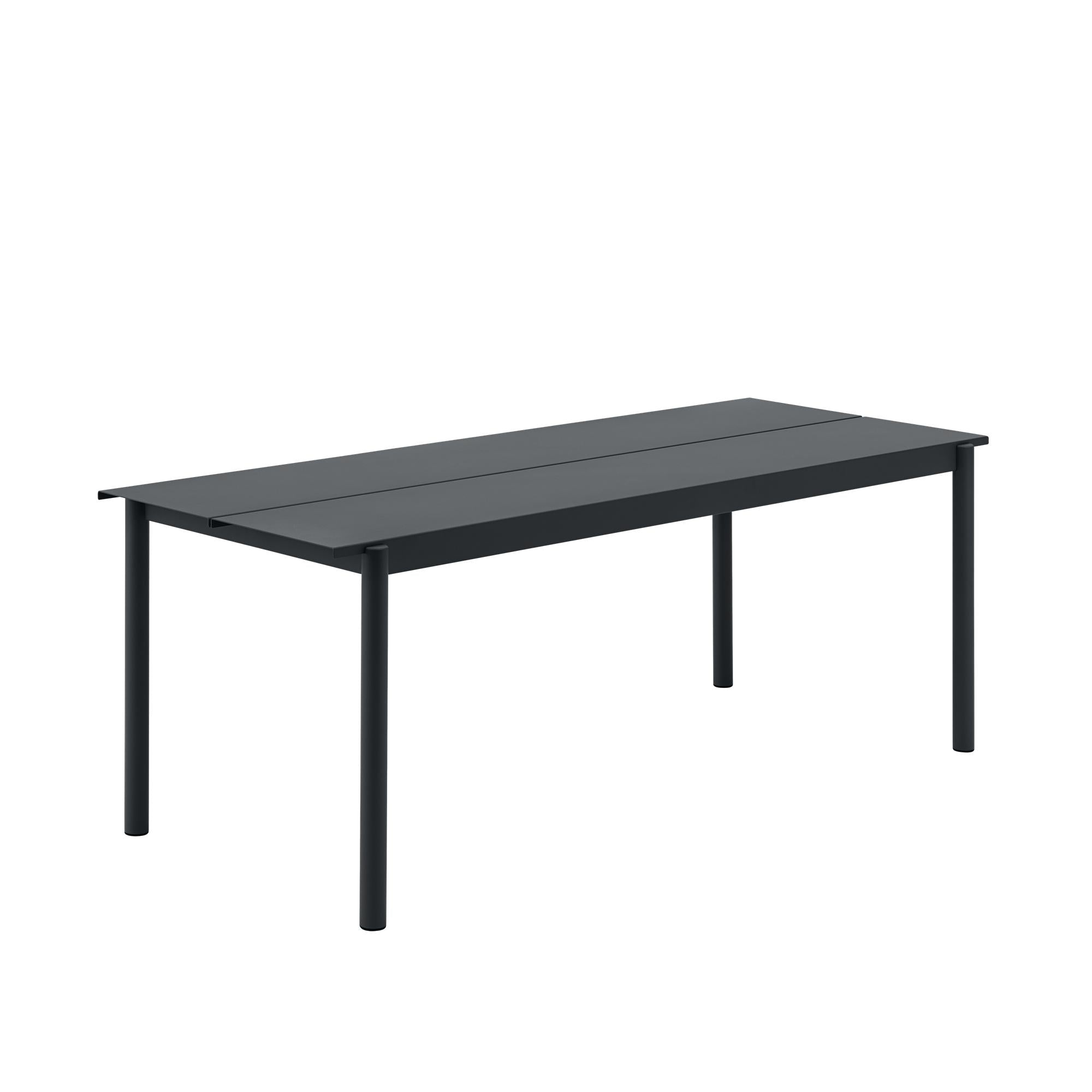 Muuto线性钢桌200 x75厘米，黑色