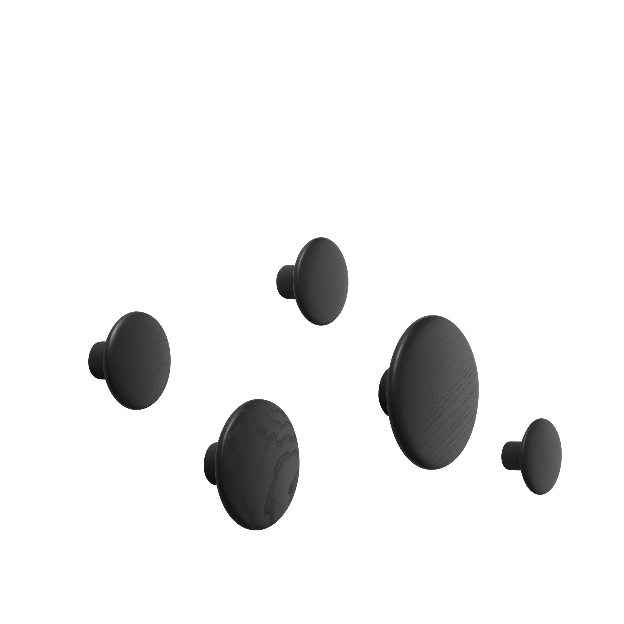 Muuto The Dots Hook Set Of 5 Wood, Black