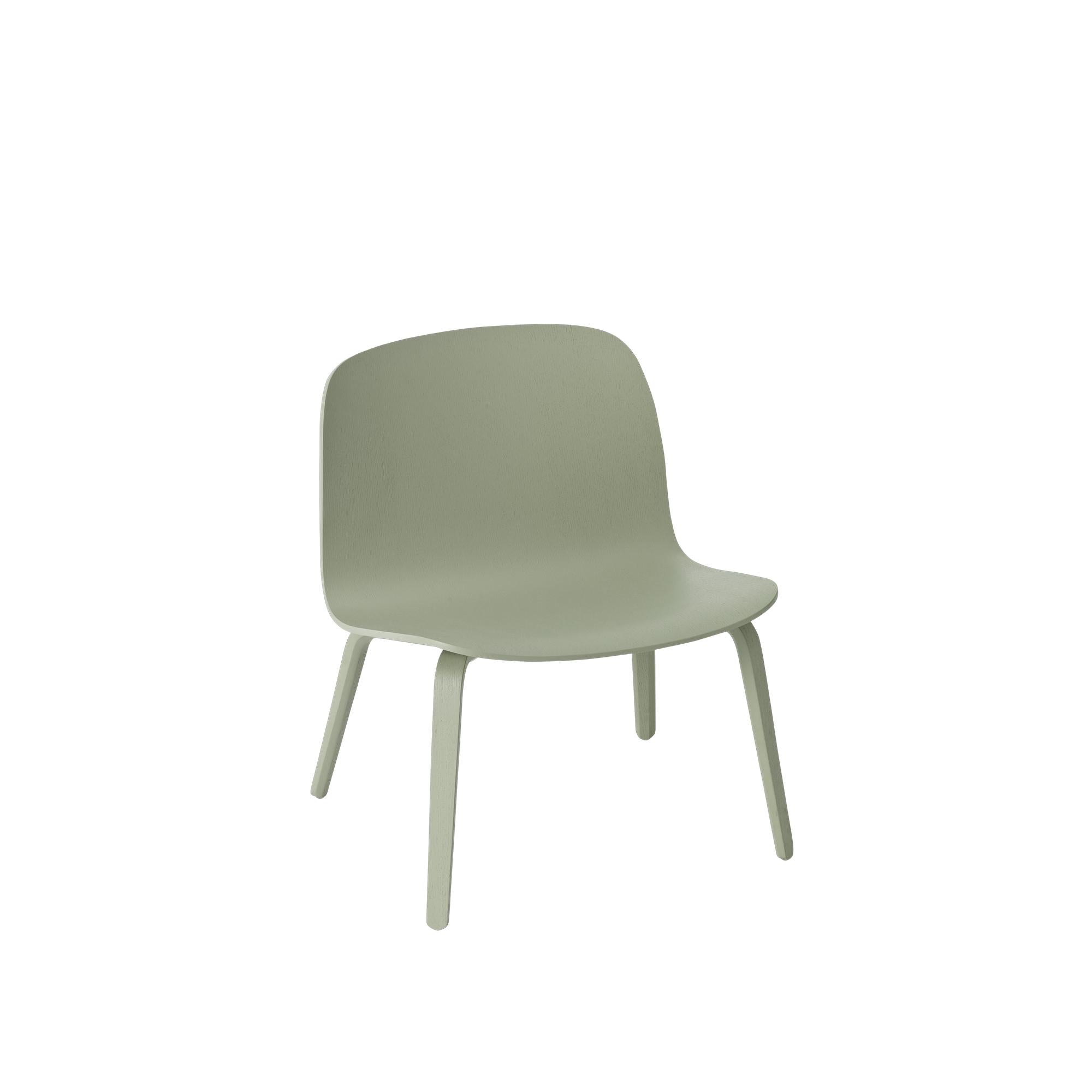 Muuto Visu休息室椅子木腿，木制座椅，尘土飞扬的绿色