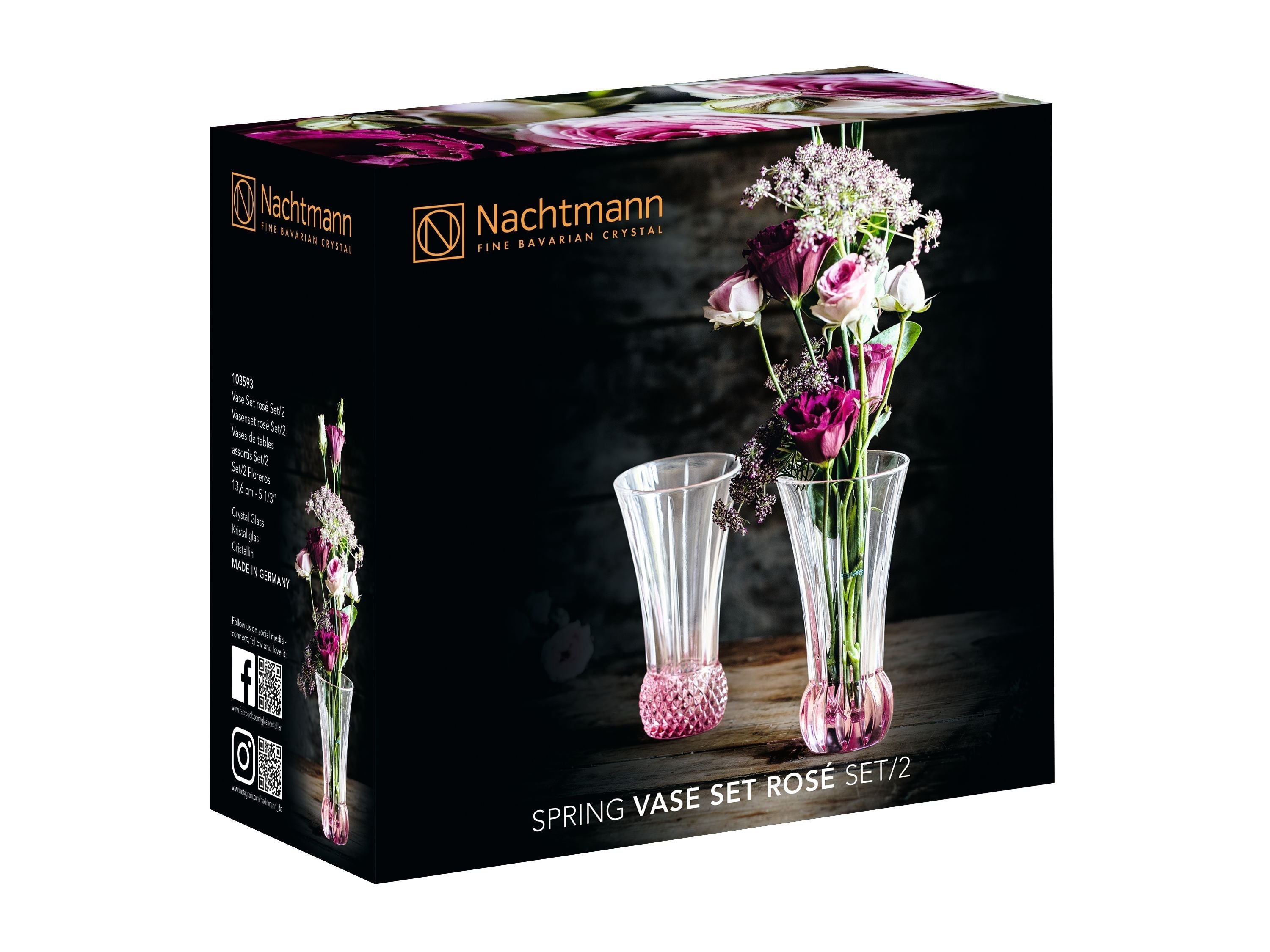 Nachtmann Spring Table vazen ​​Rosè, set van 2