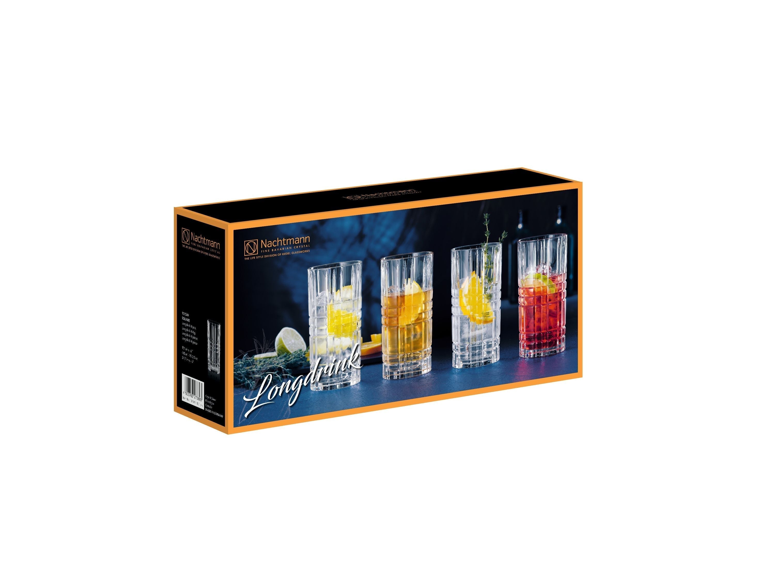 Nachtmann Square Long Drink Glass 445 Ml, Set Of 4