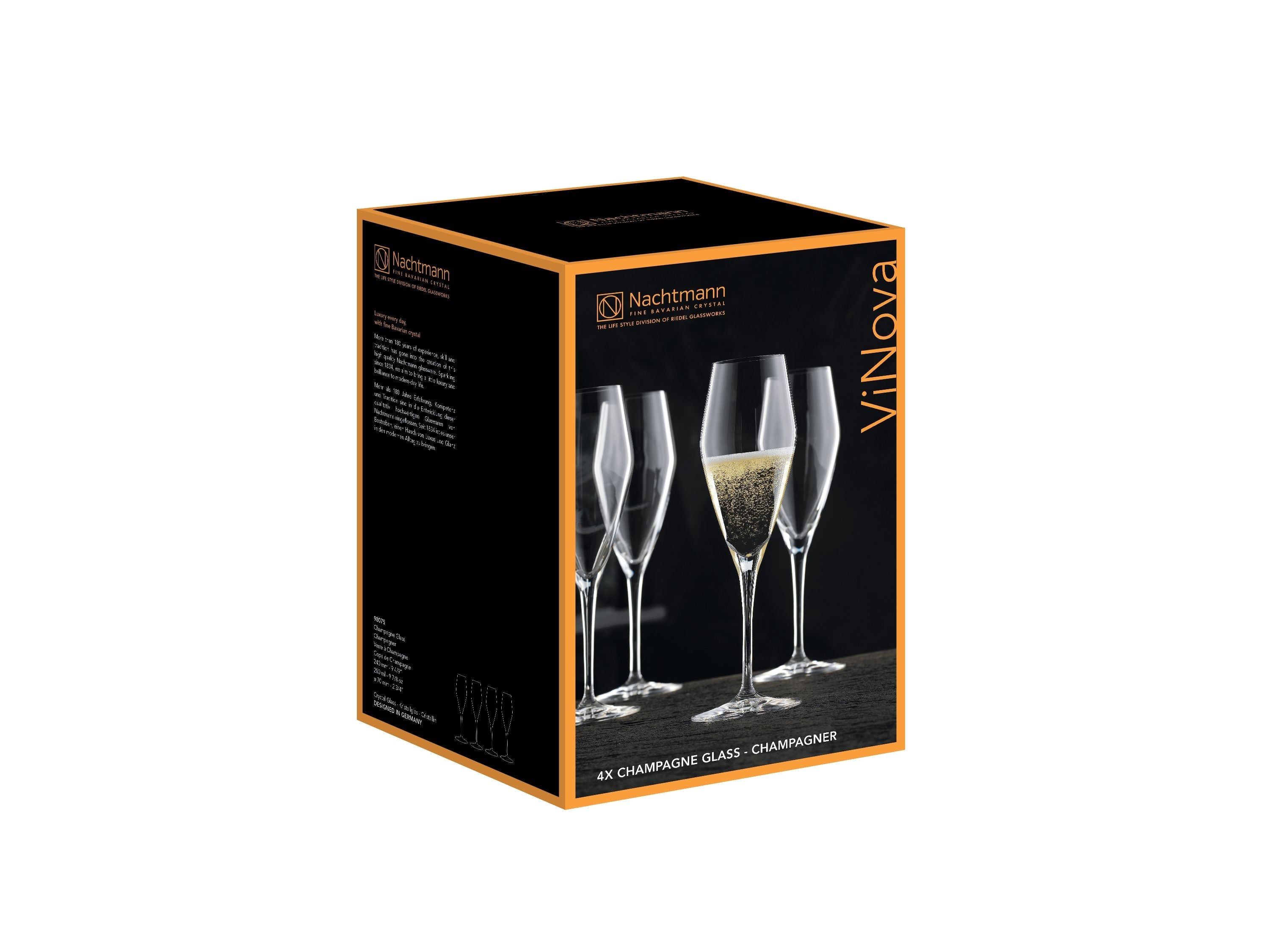 Nachtmann VI Nova Champagne Glass 280 ml, sæt på 4