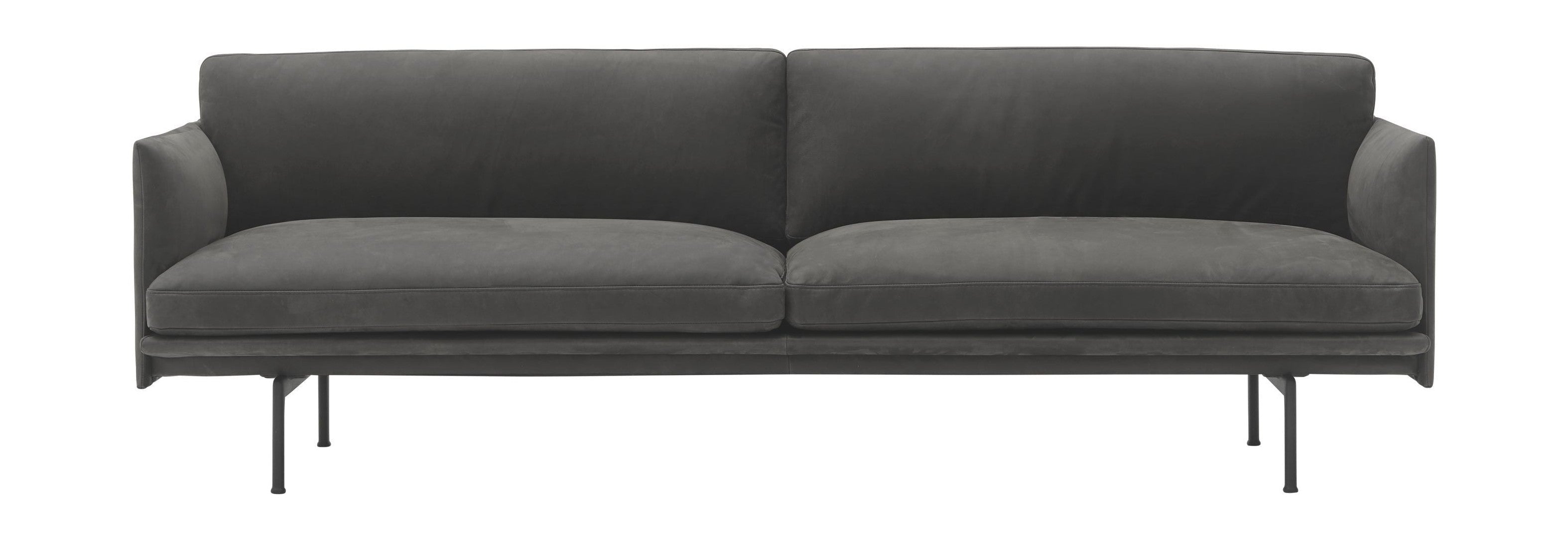 Muuto Outline Sofa 3 Seater Grace Leather, Grey/Black