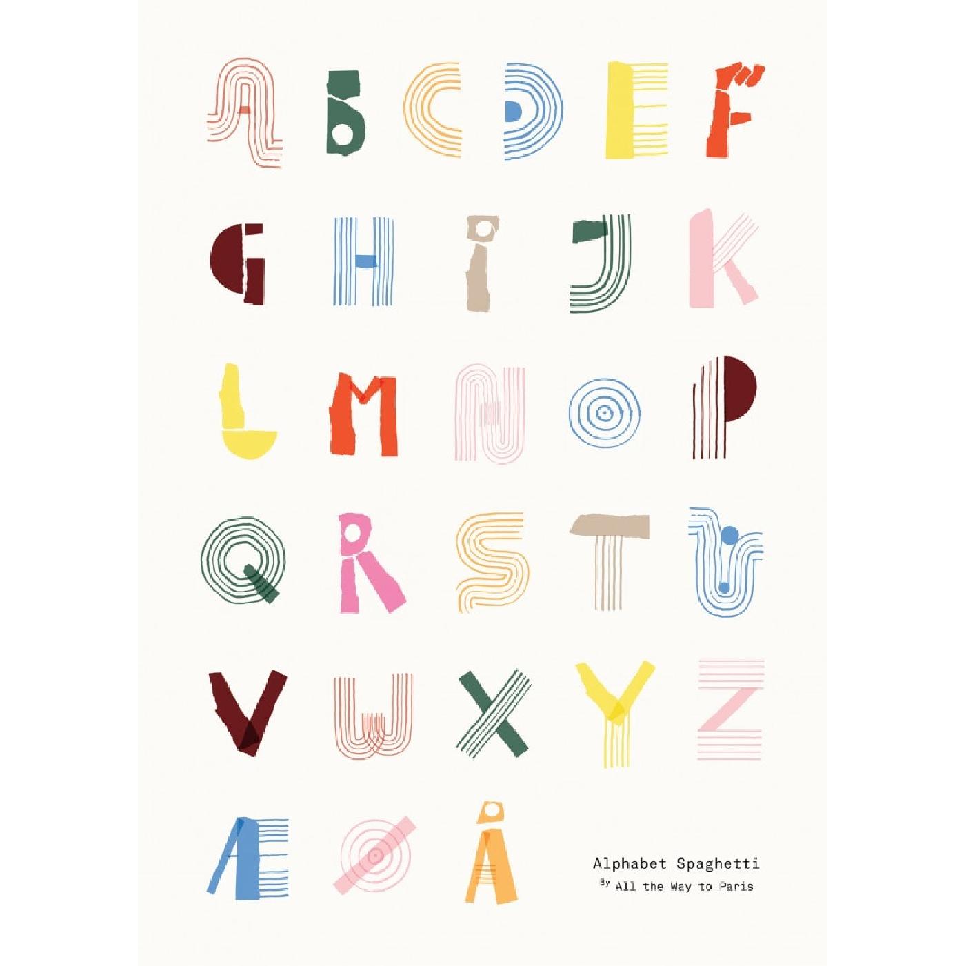 纸集合字母意大利面条DK海报50x70厘米，彩色