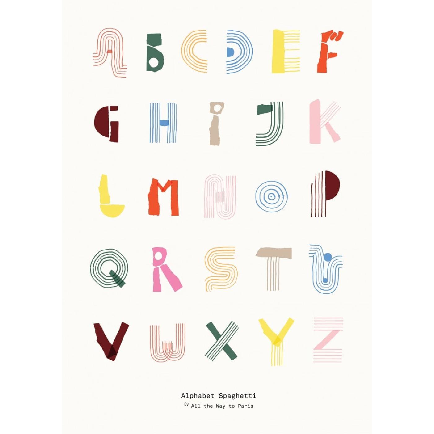Paper Collective Alphabet Spaghetti Eng Poster 50x70 Cm, mehrfarbig